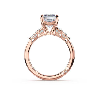 Asymmetrical Cluster Emerald Engagement Ring in 18kt Rose Gold