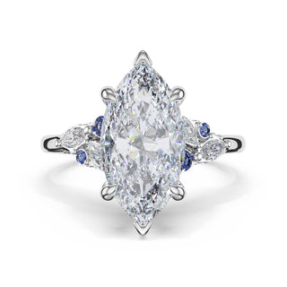 Sapphire Cluster Marquise Engagement Ring in Platinum