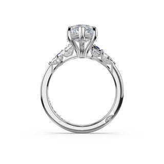 Sapphire Cluster Marquise Engagement Ring in 18kt White Gold