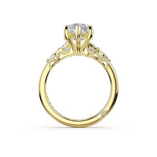 Asymmetrical Cluster Marquise Engagement Ring in 14kt Yellow Gold