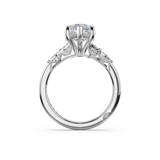 Asymmetrical Cluster Marquise Engagement Ring in 14kt White Gold