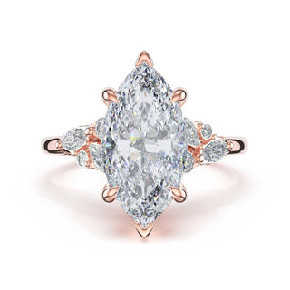 Asymmetrical Cluster Marquise Engagement Ring in 18kt Rose Gold