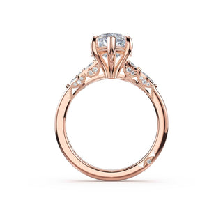 Asymmetrical Cluster Marquise Engagement Ring in 18kt Rose Gold