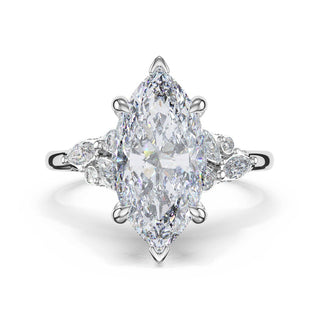 Asymmetrical Cluster Marquise Engagement Ring in 18kt White Gold