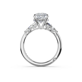Sapphire Cluster Oval Engagement Ring in Platinum