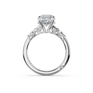 Asymmetrical Cluster Oval Engagement Ring in 14kt White Gold