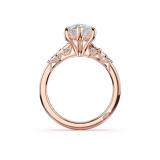Asymmetrical Cluster Pear Engagement Ring in 14kt Rose Gold