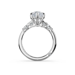 Asymmetrical Cluster Pear Engagement Ring in 18kt White Gold