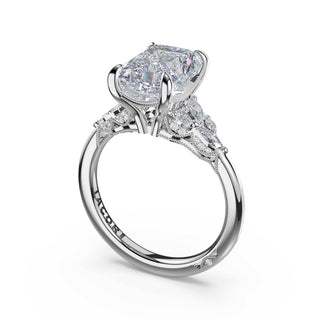 Asymmetrical Cluster Radiant Engagement Ring in Platinum