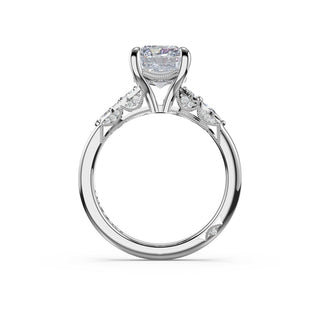 Asymmetrical Cluster Radiant Engagement Ring in Platinum