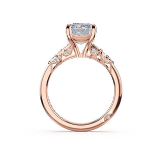 Asymmetrical Cluster Radiant Engagement Ring in 14kt Rose Gold