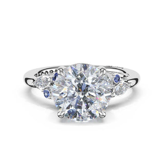 Sapphire Cluster Round Engagement Ring in Platinum