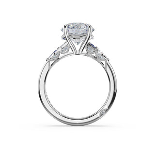 Sapphire Cluster Round Engagement Ring in Platinum