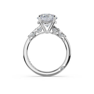 Asymmetrical Cluster Round Engagement Ring in Platinum