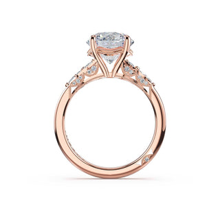 Asymmetrical Cluster Round Engagement Ring in 14kt Rose Gold