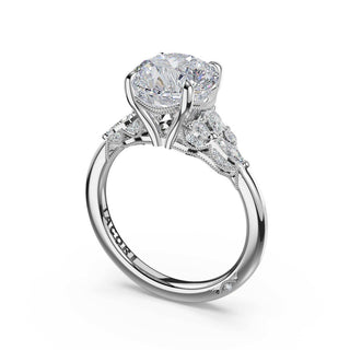 Asymmetrical Cluster Round Engagement Ring in 14kt White Gold