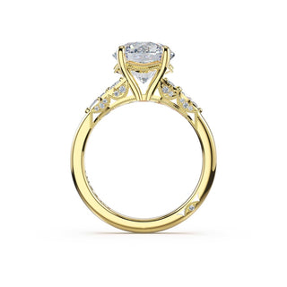 Asymmetrical Cluster Round Engagement Ring in 18kt Yellow Gold