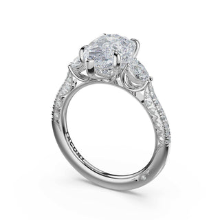 3-Stone Pear Diamond Side Pear Engagement Ring in Platinum