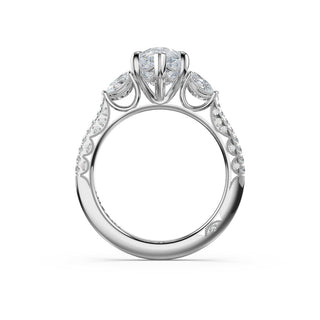 3-Stone Pear Diamond Side Pear Engagement Ring in Platinum