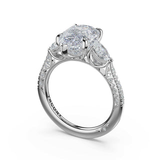 3-Stone Pear Diamond Side Pear Engagement Ring in Platinum
