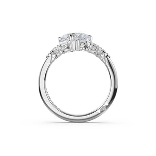 3-Stone Pear Diamond Side Pear Engagement Ring in Platinum