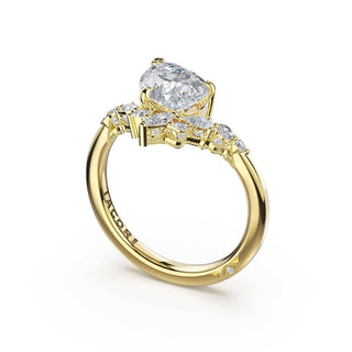 3-Stone Pear Diamond Side Pear Engagement Ring in 14kt Yellow Gold