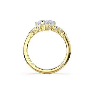 3-Stone Pear Diamond Side Pear Engagement Ring in 14kt Yellow Gold