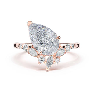 3-Stone Pear Diamond Side Pear Engagement Ring in 18kt Rose Gold