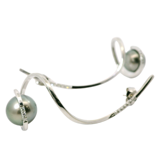 14KW 9.5MM PEARL & DIA EARRINGS