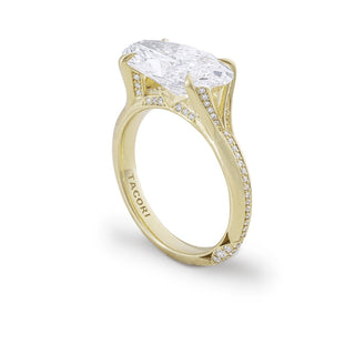 East-West Pavé Solitaire Ring