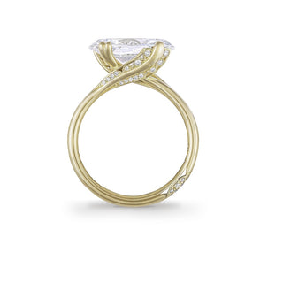 East-West Pavé Cradle Solitaire Ring