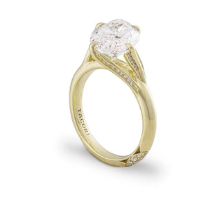 Oval Pavé Crown Solitaire Ring