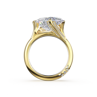 Oval Pavé Crown Solitaire Ring