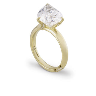 Diagonal Pear Pavé Crown Solitaire Ring