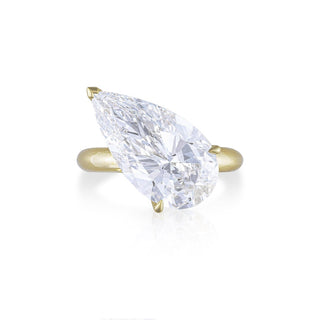 Diagonal Pear Pavé Crown Solitaire Ring
