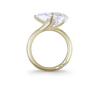 Diagonal Pear Pavé Crown Solitaire Ring