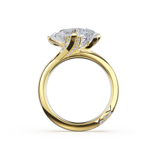 Diagonal Pear Pavé Crown Solitaire Ring