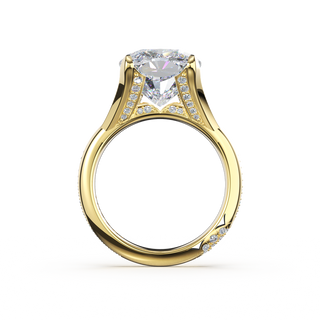 Elongated Cushion Pavé Solitaire Ring