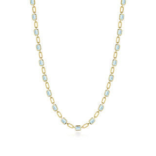 Sky Blue Topaz Link Necklace in 14kt Yellow Gold