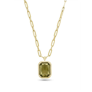 Bold Olive Quartz Link Necklace