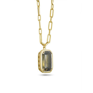 Bold Olive Quartz Link Necklace