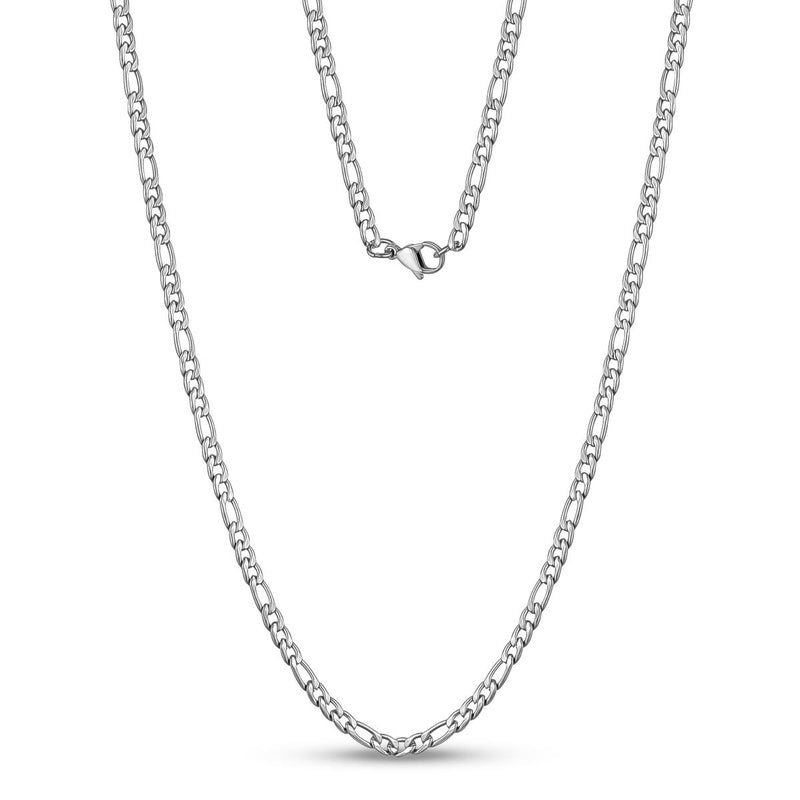 3.5MM STEEL FIGARO LINK NECKLACE 24"