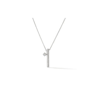 Hearts On Fire Barre Floating Single Diamond PavÃ© Pendant Necklace UU2841 : 0.45 : 16 : 18KW : GH/VS