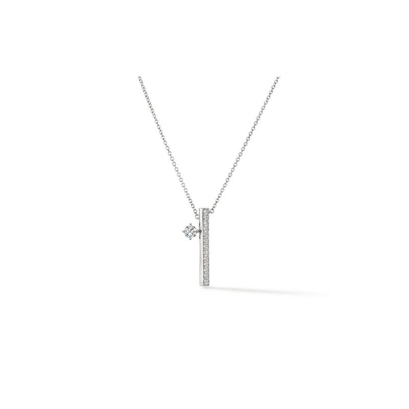 Hearts On Fire Barre Floating Single Diamond PavÃ© Pendant Necklace UU2841 : 0.45 : 20 : 18KW : GH/VS