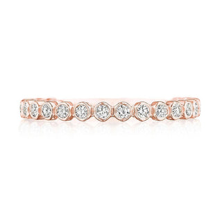 Round Bezel Droplet Wedding Band with Diamond