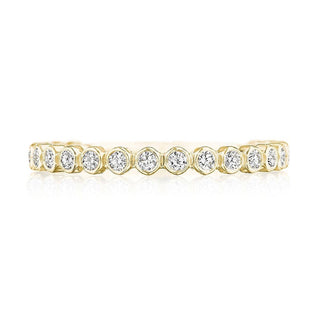 Round Bezel Droplet Wedding Band with Diamond