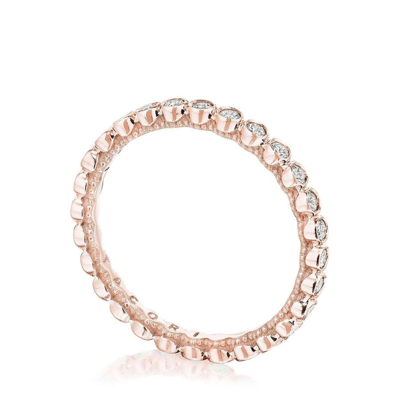 Round Bezel Droplet Wedding Band with Diamond