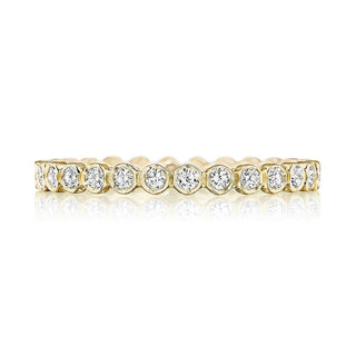Round Bezel Droplet Wedding Band with Diamond