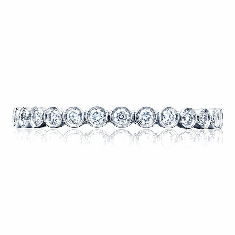 Round Bezel Droplet Wedding Band with Diamond