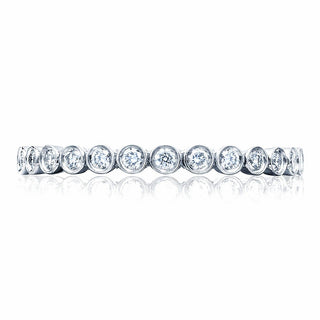 Round Bezel Droplet Wedding Band with Diamond